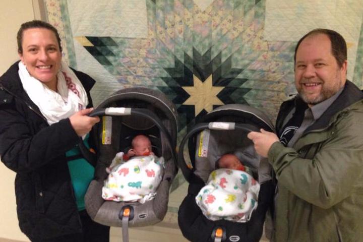 Amy and Lee with the twins